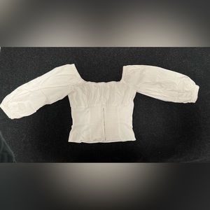 REFORMATION romantic white puff-sleeve shirt